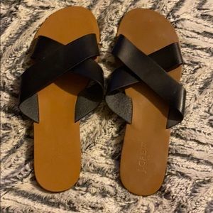 J Crew Leather Slide Sandals